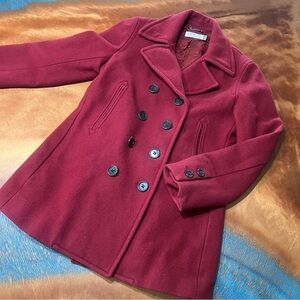 J. Crew Burgundy Double-Breasted Pea Coat size small lined